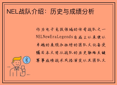 NEL战队介绍：历史与成绩分析